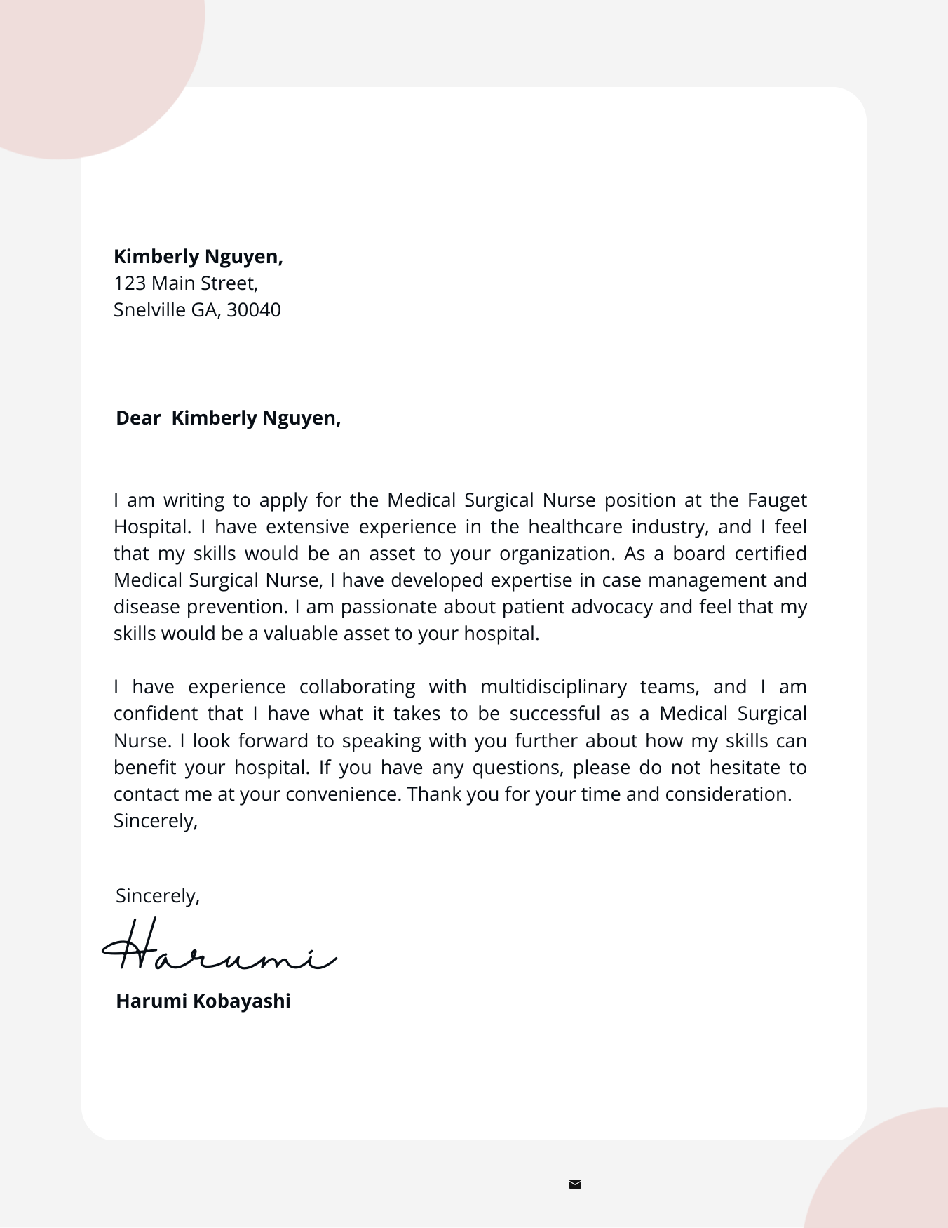 Handwritten postcard sample 2